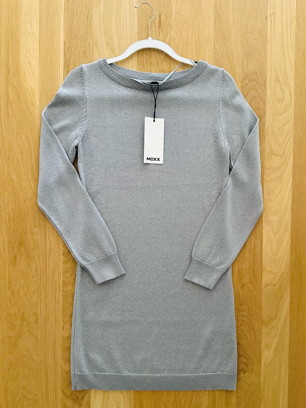 NWT MEXX Silver Knit Long-Sleeve Dress, M
